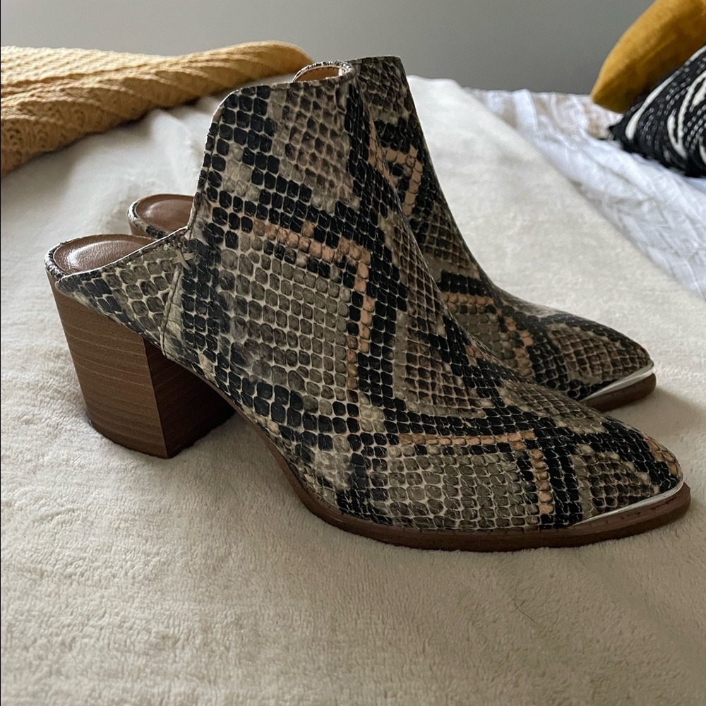 Snake skin mules